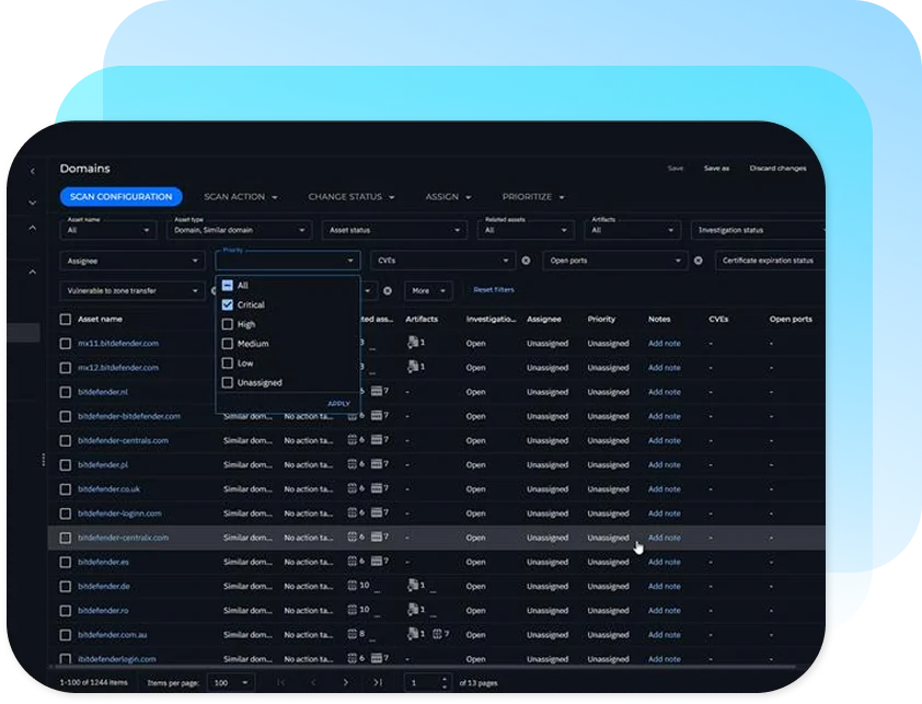 Консоль Bitdefender EASM